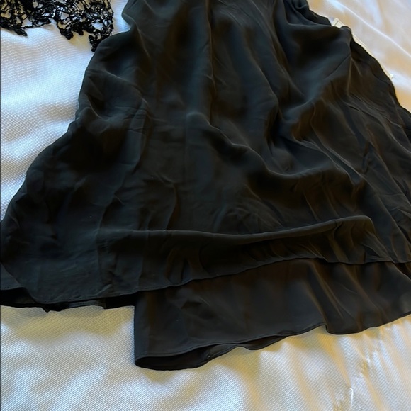 ELEGANT, Black, SILK Dress with Beaded Overlay.  Perfect for evening wear. - Picture 5 of 10